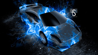 Car blue flames dark background - blue flame free wallpaper