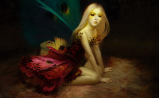 Woman bird back feather leg - charlie bowater free wallpaper