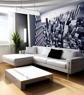 Living room cityscape white couch - boleslaw cybi free wallpaper for tablet