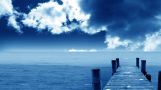 Pier ocean cloudy sky boat - the ocean under a cloudy sky free wallpaper