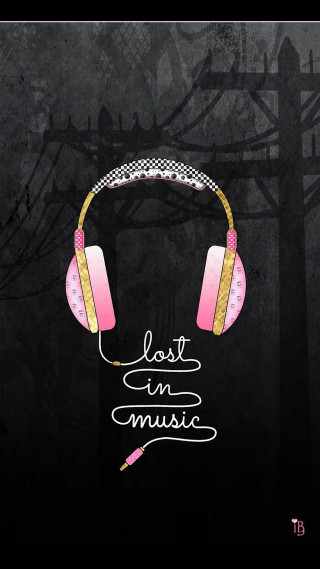 Last in music pink gold - headphone free wallpaper for mobile