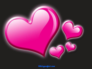 Pink heart three smaller hearts - a blue border free wallpaper