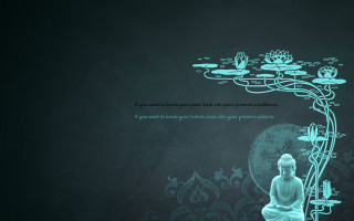 Buddha statue blackboard quote lotuses - a buddha statue free wallpaper