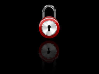 Red padlock black background reflection - plain background free wallpaper for desktop