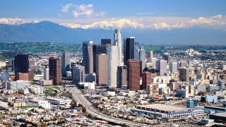 City tall buildings mountains background 2 - elbridge ayer burbank free wallpaper