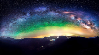 Milky way mountain top rainbow - milky free wallpaper