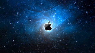 Apple logo space stars blue 6 - the middle of a space free wallpaper
