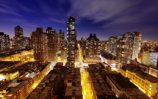 City night tall buildings lit - the building free wallpaper
