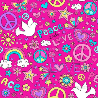Pink peace love stars hearts - plain free wallpaper for tablet