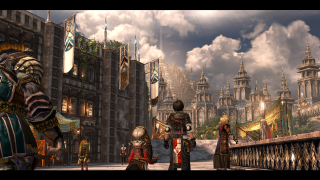 People bridge city tall buildings - a bridge in front free wallpaper