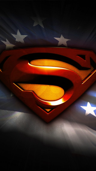 Superman logo american flag spotlight - heroic free wallpaper for mobile