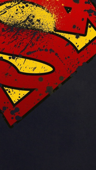 Superman logo black background yellow - splatter free wallpaper