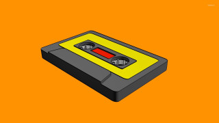 Yellow black cassette player orange - an orange background free wallpaper