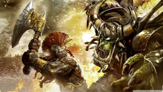 Demonic men fighting battle demon - a demon in the background free wallpaper