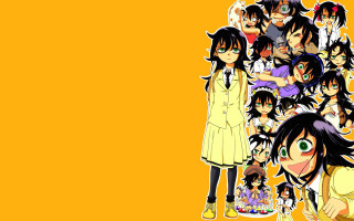 Anime characters yellow background black 2 - symmetry!! free wallpaper