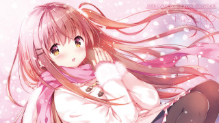 Girl pink hair scarf snow - a pink scarf free wallpaper