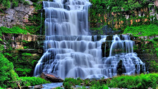 Waterfall cascading water lush green - a bunch of water free wallpaper for desktop