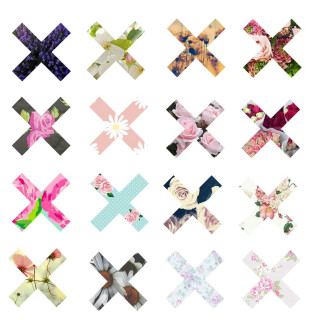 Colored squares with flowers white - grunge aesthetic free wallpaper