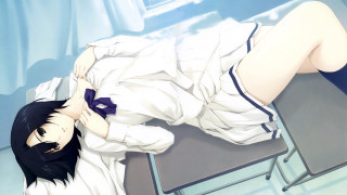 Woman laying chair legs crossed - her knee free wallpaper for desktop