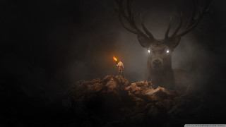Man rocky hill deer head - headlight free wallpaper
