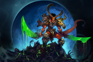 Cartoon demon character horns body - a pile of rocks free wallpaper