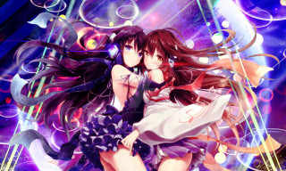 Anime girls stage bubbles lights - anime art free wallpaper