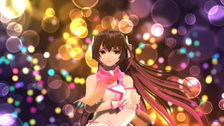 Girl long hair headphones colorful - global free wallpaper