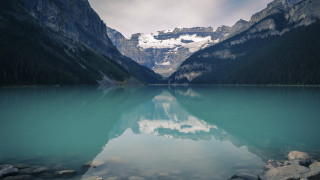 Mountain range reflection lake rocks 10 - rock and trees free wallpaper