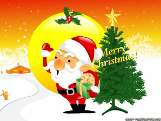 Santa christmas tree snow merry - a christmas tree in the snow free wallpaper