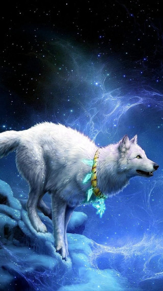 White wolf green collar rock - anne stokes free wallpaper for mobile