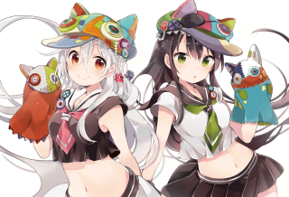 Anime girls hats gloves stuffed - ayo free wallpaper for desktop