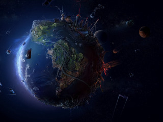 Planet objects sky blue glow - a blue glow free wallpaper