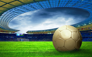 Soccer ball green field stadium 2 - a stadium free wallpaper