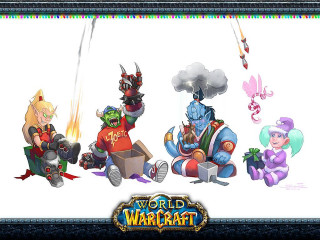 Cartoon characters group white surface - a black frame free wallpaper