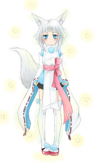 Girl cat costume tail head - fullbody free wallpaper