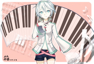 Anime girl white hair blue 13 - a tablet free wallpaper