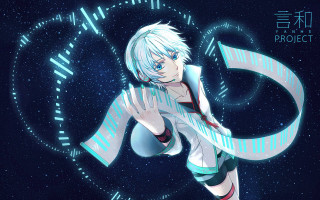 Anime whitehair blueeyes clock holography - a clock in the background free wallpaper