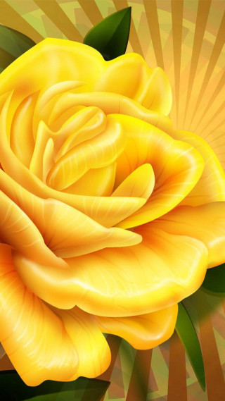 Yellow rose green leaves sunburst 2 - green leaf free wallpaper for mobile