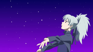 Silver hair purple skyry nightspace - star and a sky free wallpaper