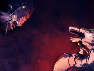 Woman riding white horse giant - a giant monster free wallpaper