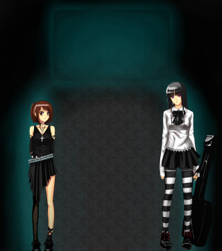 Anime girls black white outfit - serial free wallpaper for tablet