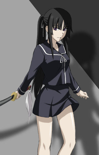 Girl short dress sword shadow - a short dress holding free wallpaper