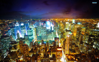 City night lights skyline ferris - building free wallpaper