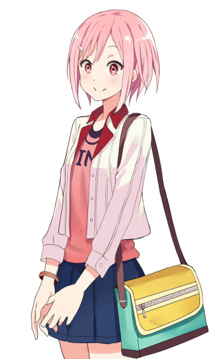 Pink haired girl yellow bag - brown free wallpaper for mobile