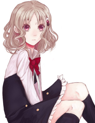 Blonde woman red bow sitting - blonde hair free wallpaper for mobile