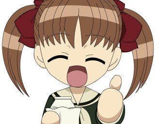 Girl ponytail thumbs up green - a thumb free wallpaper