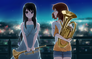 Women musicians city lights night - musical free wallpaper