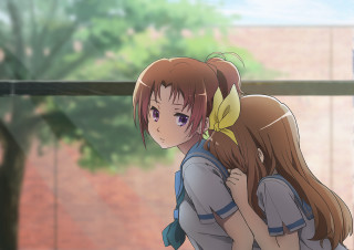 Two girls hugging window tree - two girl free wallpaper