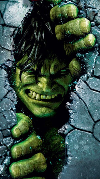 Green hair cracked wall shock - marvel comic free wallpaper for mobile
