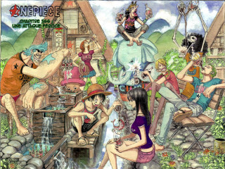 People waterfall forest horse bench - eiichiro oda free wallpaper